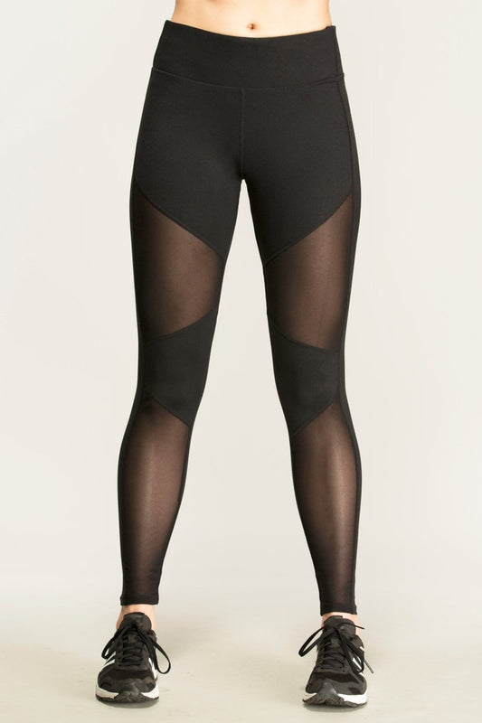OEM Factory Plain Contrast Panel Mesh Fabric Insert Stitching Polyester Leggings Black Yoga Pants